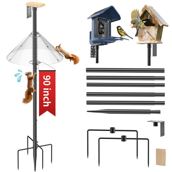 90Inch-104 Inch Bird Feeder Pole with Squirrel Baffle