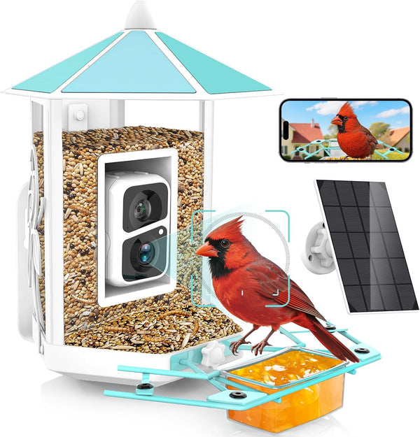 Heavy Duty Metal Smart Camera Bird Feeder Solar Powered